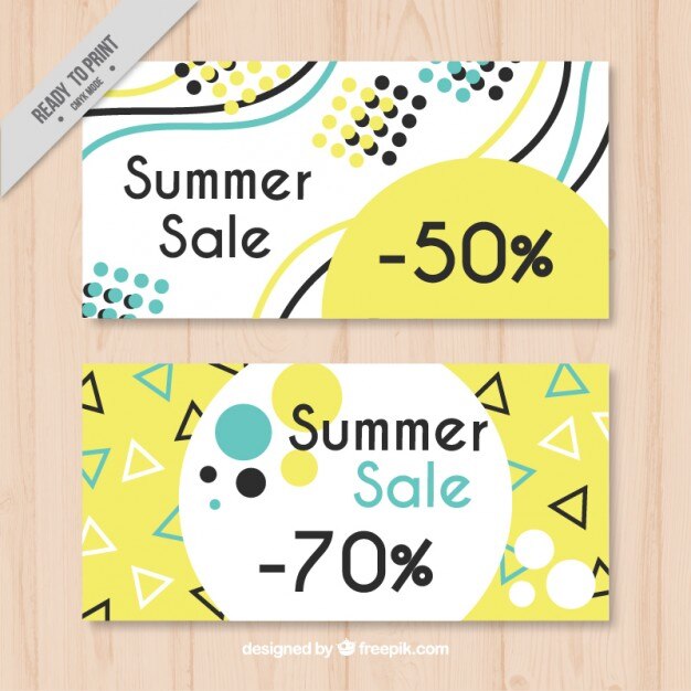 Banners abstractos y divertidos de rebajas de verano 