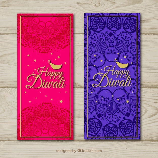 Vector gratuito banners abstractos de diwali