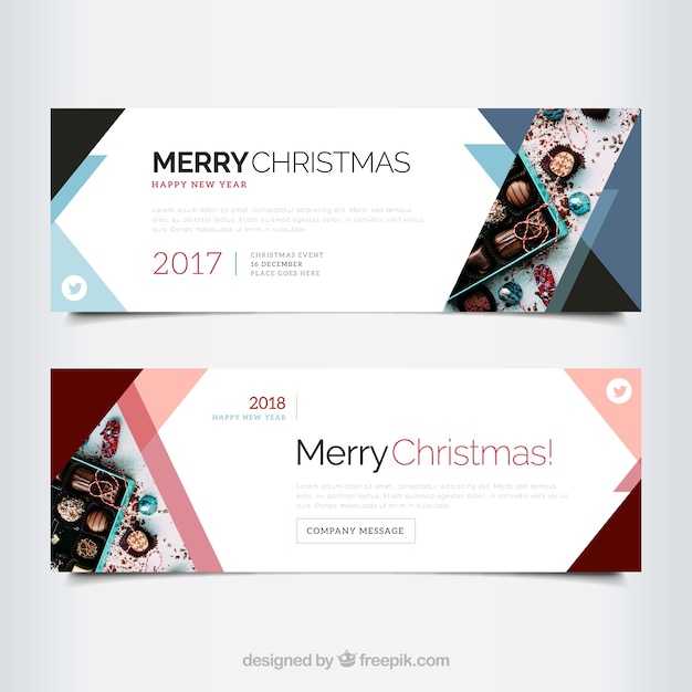 Banners abstractos de feliz navidad