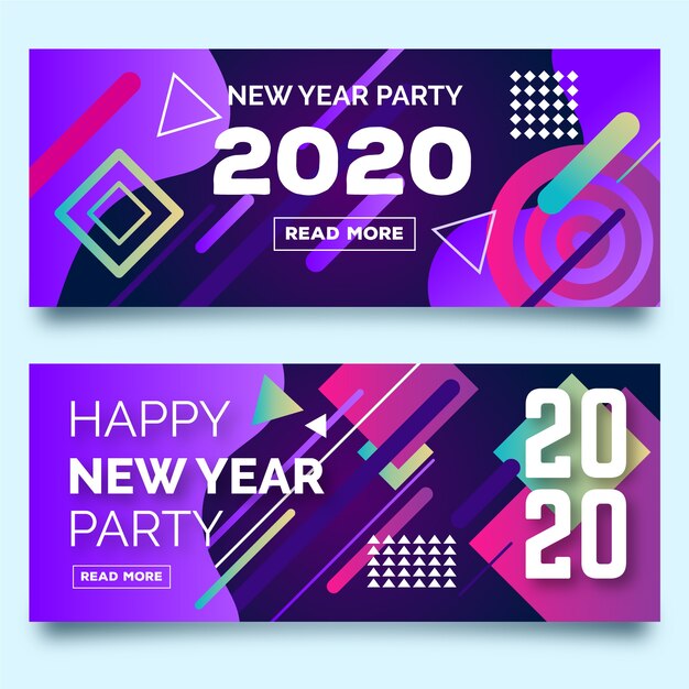 Banners abstractos de fiesta de año nuevo 2020