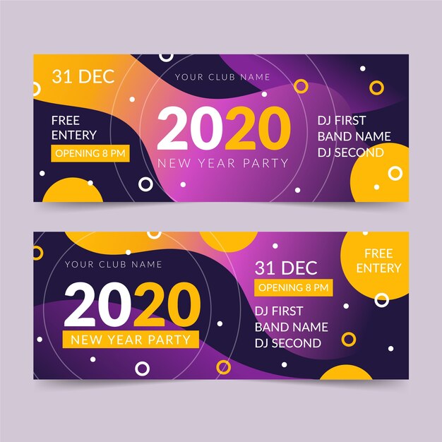 Banners abstractos de fiesta de año nuevo 2020