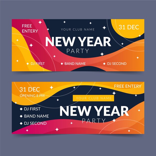 Banners abstractos de fiesta de año nuevo 2020