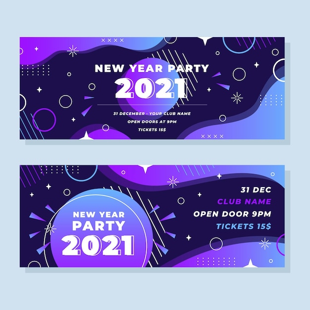 Vector gratuito banners abstractos de fiesta de año nuevo 2021