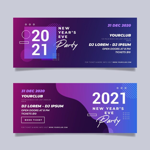 Banners abstractos de fiesta de año nuevo 2021