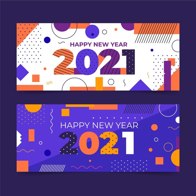 Banners abstractos de fiesta de año nuevo 2021