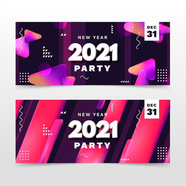 Banners abstractos de fiesta de año nuevo 2021