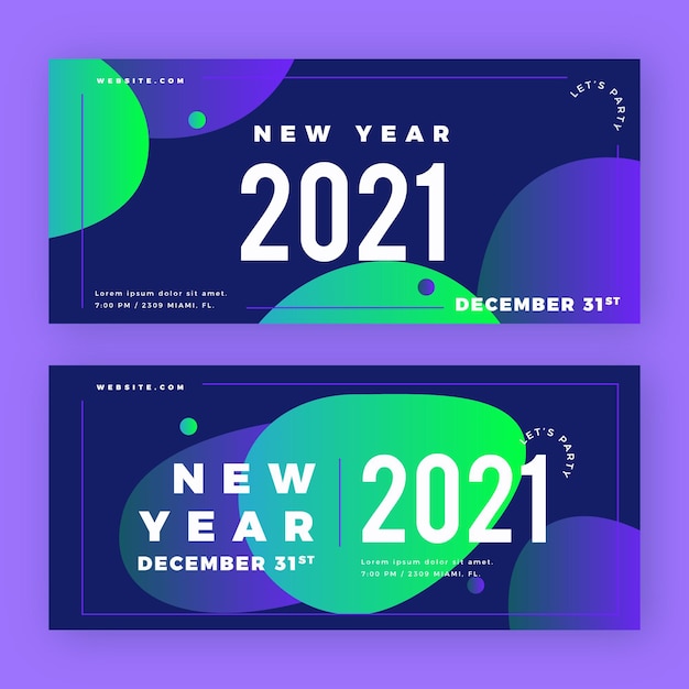 Banners abstractos de fiesta de año nuevo 2021