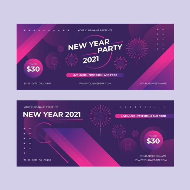 Banners abstractos de fiesta de año nuevo 2021