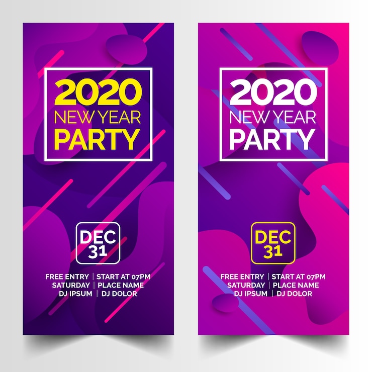Vector gratuito banners abstractos de fiesta de año nuevo
