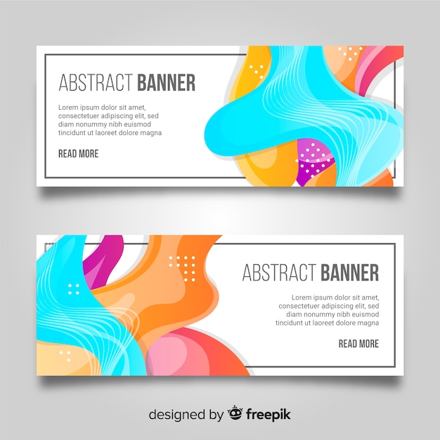 Banners abstractos con formas coloridas onduladas