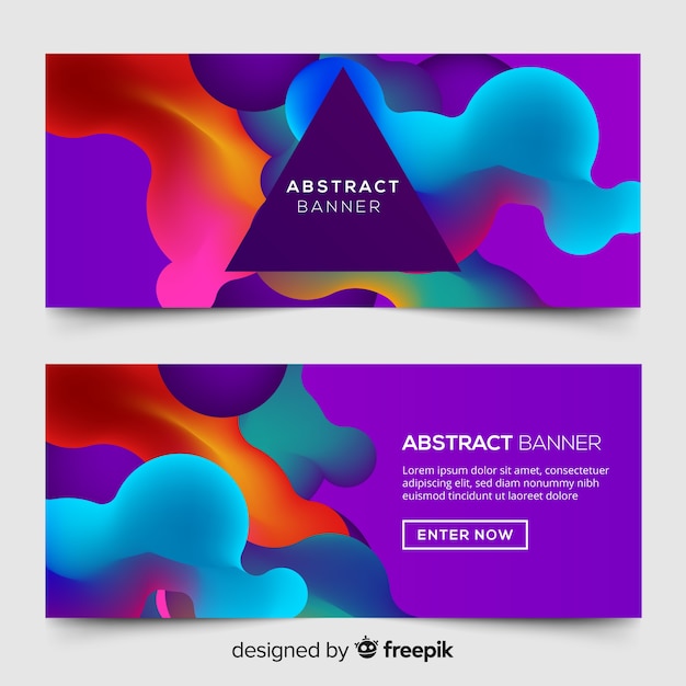 Banners abstractos con formas coloridas