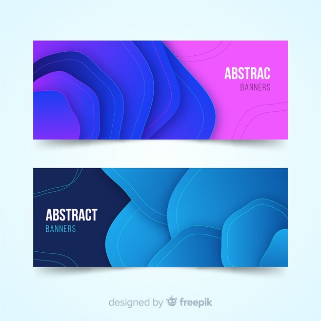 Banners abstractos con formas coloridas