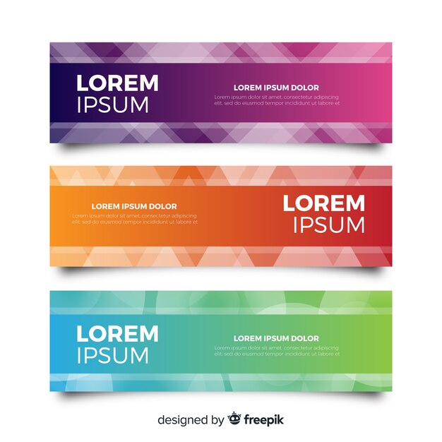 Banners abstractos con formas coloridas