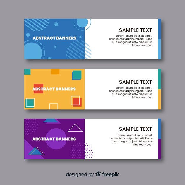 Vector gratuito banners abstractos con formas coloridas