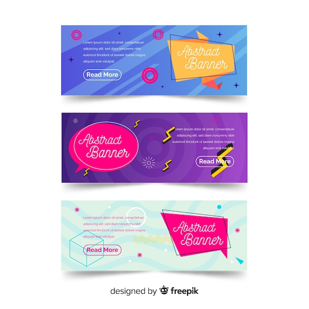 Vector gratuito banners abstractos con formas coloridas