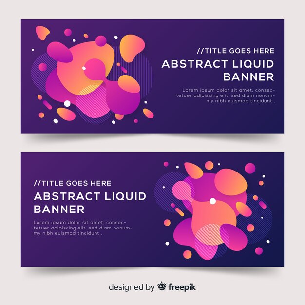 Banners abstractos con formas líquidas