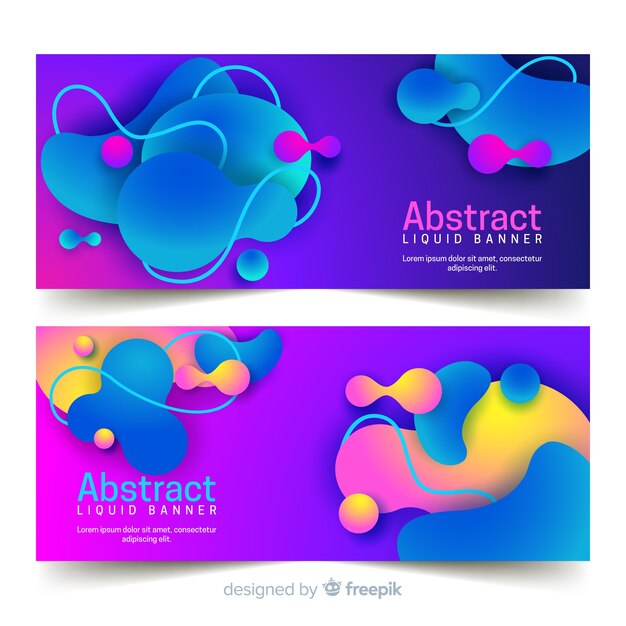 Banners abstractos con formas líquidas