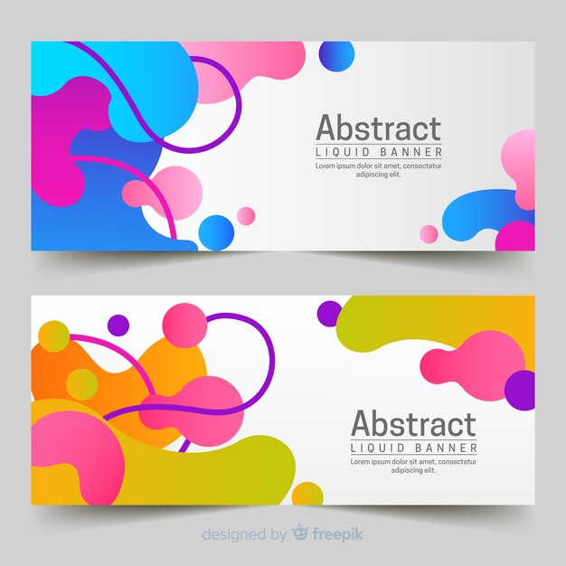 Banners abstractos con formas líquidas