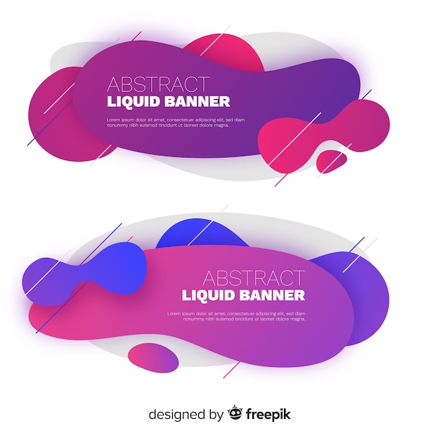 Banners abstractos con formas líquidas