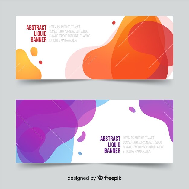 Banners abstractos con formas líquidas