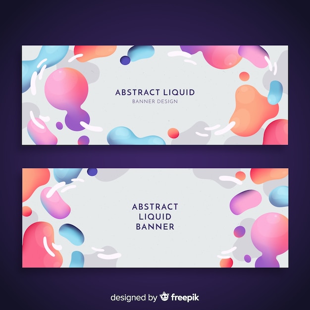 Banners abstractos con formas líquidas