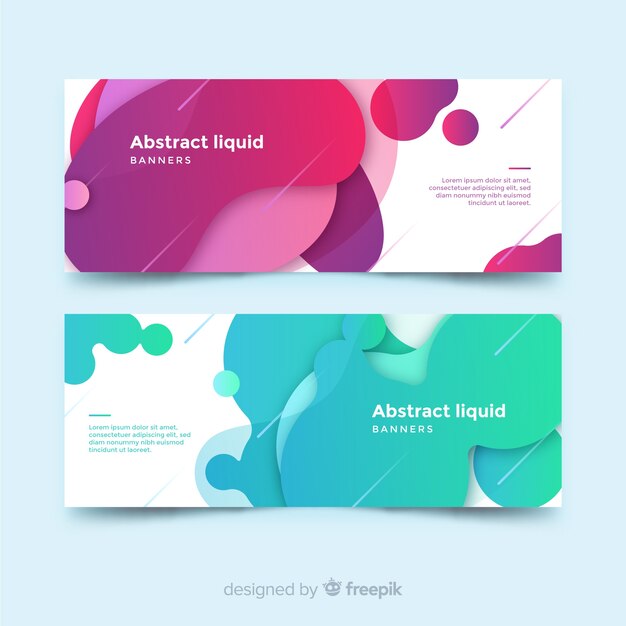 Vector gratuito banners abstractos con formas líquidas