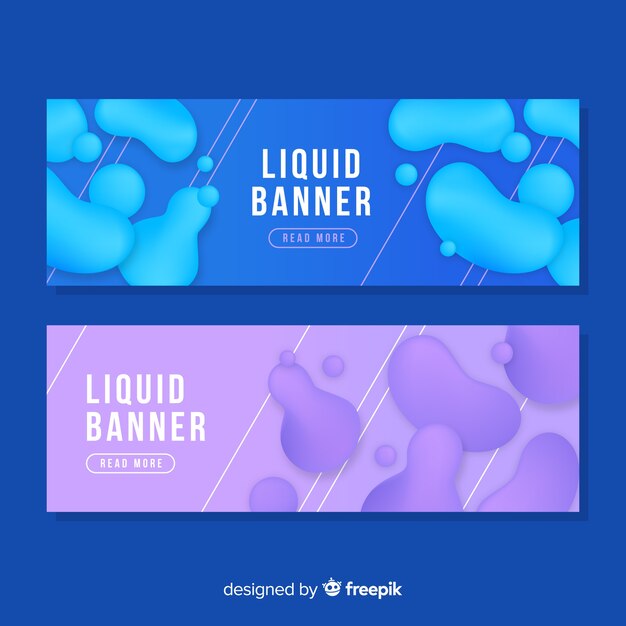 Banners abstractos con formas líquidas