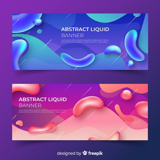 Vector gratuito banners abstractos con formas líquidas