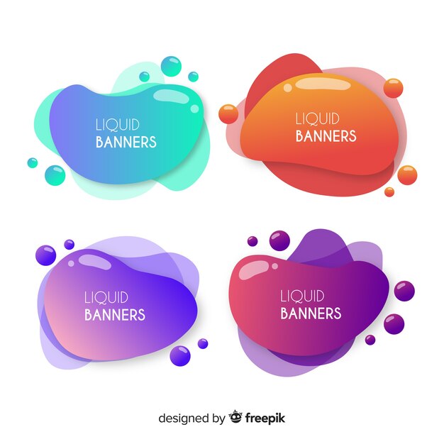 Banners abstractos con formas líquidas