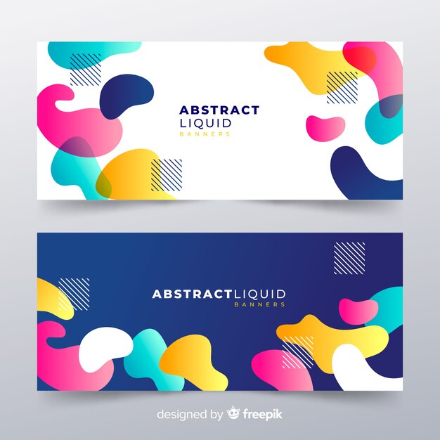 Banners abstractos con formas líquidas