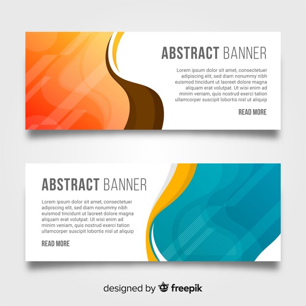 Banners abstractos con formas onduladas coloridas