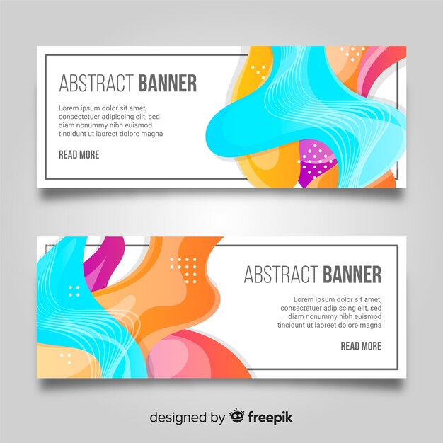 Banners abstractos con formas onduladas coloridas