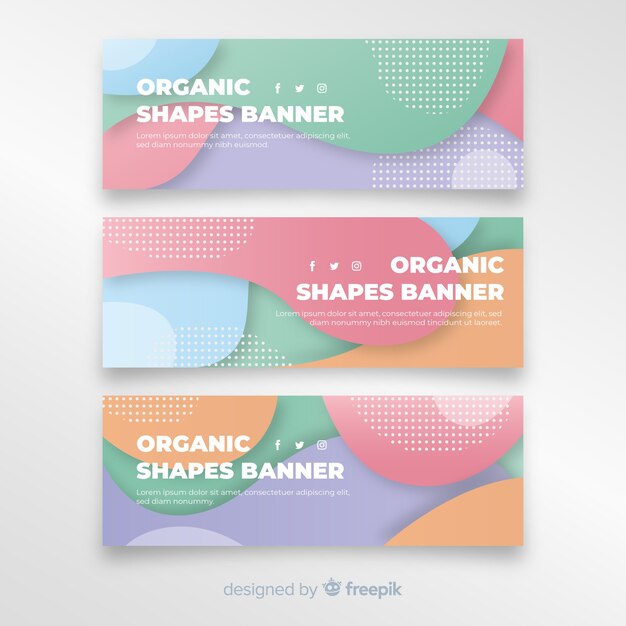 Banners abstractos con formas orgánicas