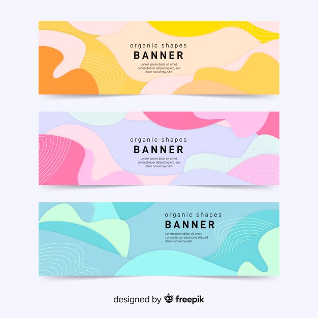 Banners abstractos con formas orgánicas
