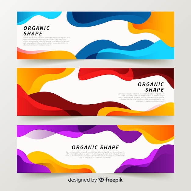 Vector gratuito banners abstractos con formas orgánicas