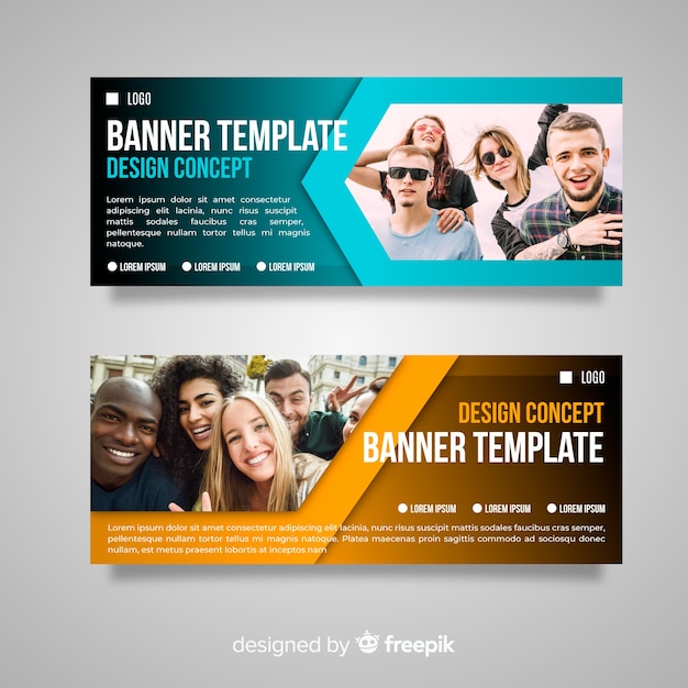 Vector gratuito banners abstractos con imagen