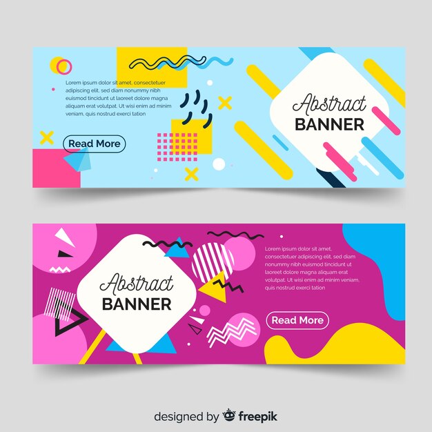 Banners abstractos modernos con diseño plano