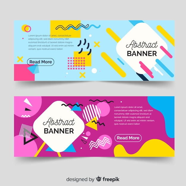 Banners abstractos modernos con diseño plano