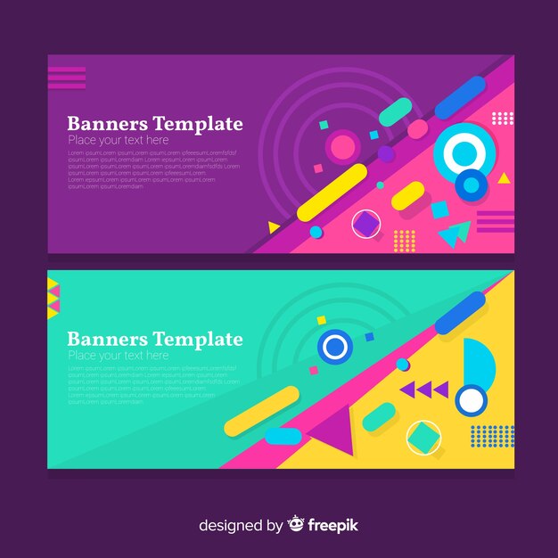 Banners abstractos modernos con diseño plano