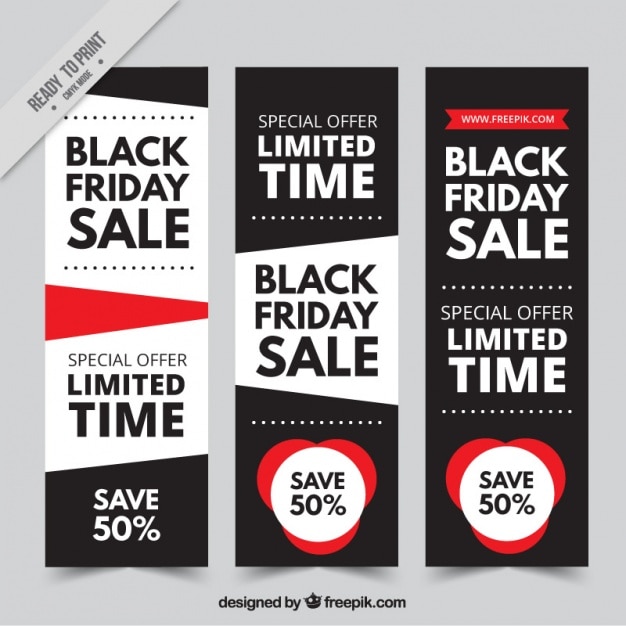 Vector gratuito banners abstractos de ofertas de viernes negro