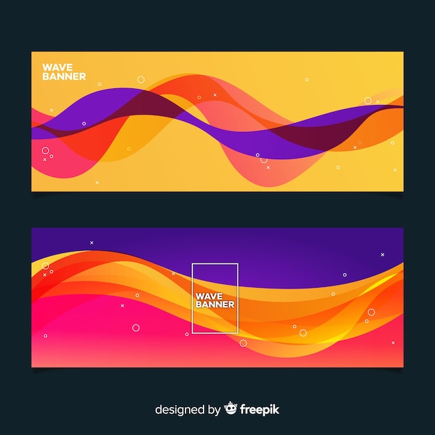 Vector gratuito banners abstractos con ondas