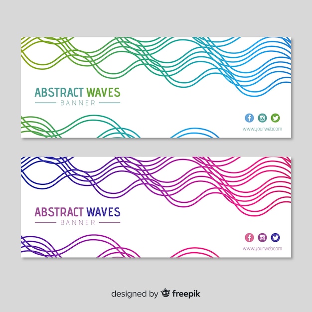 Vector gratuito banners abstractos con ondas