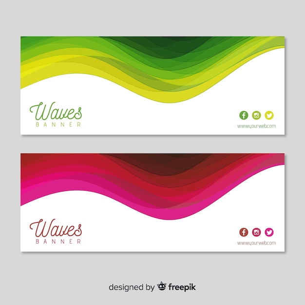 Vector gratuito banners abstractos con ondas