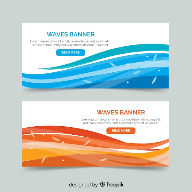 Vector gratuito banners abstractos con ondas