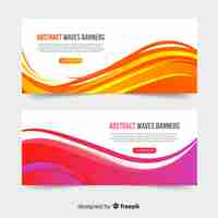 Vector gratuito banners abstractos con ondas