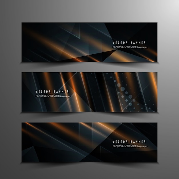 Vector gratuito banners abstractos oscuros con formas naranjas