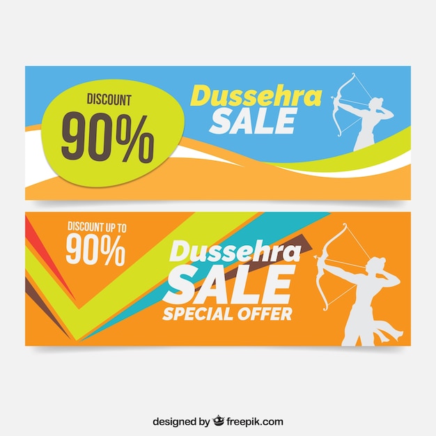 Vector gratuito banners abstractos de rebajas de dussehra