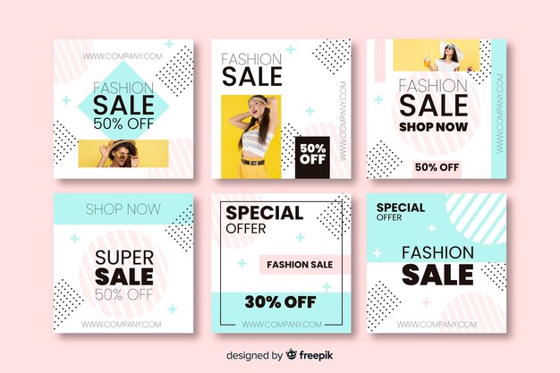 Banners abstractos de rebajas para redes sociales