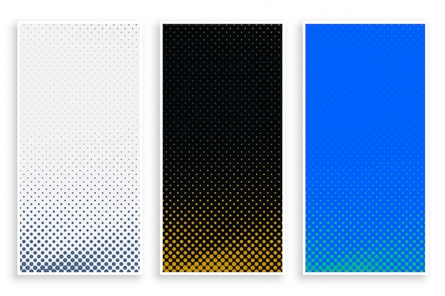 Vector gratuito banners abstractos de semitonos en tres colores