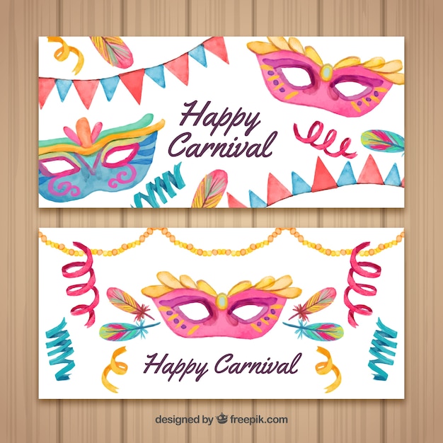 Banners de acuarela de carnaval